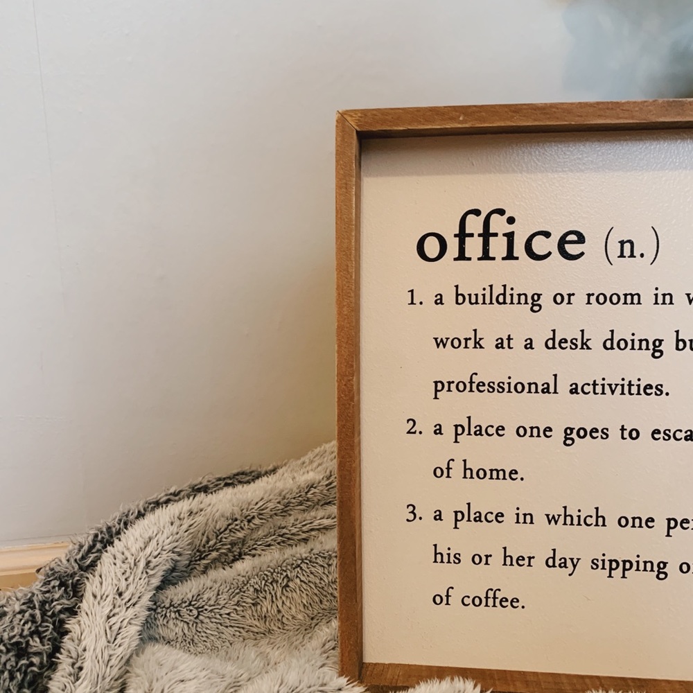 wooden office sign